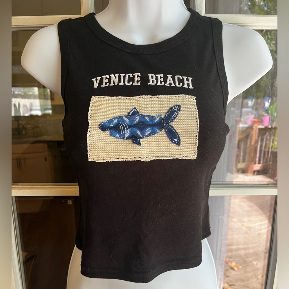 Embroidered Black Racerback Tank Top